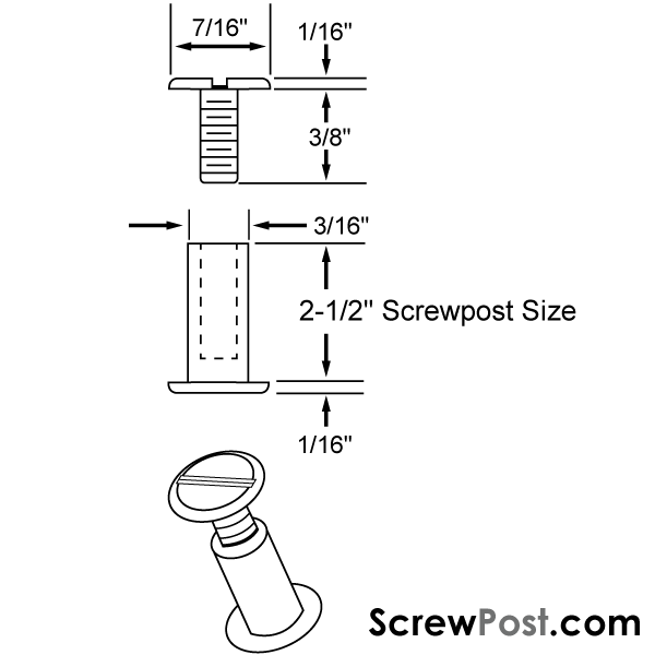 2-1/2" Aluminum Screw Posts <font color=177ddd><b>(100 Sets)</b></font>